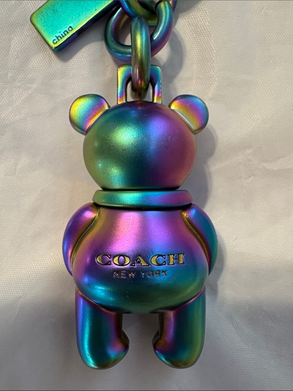 LIKE NEW Coach Hologram/Oil Slick Bear Keychain - Picture 5 of 7